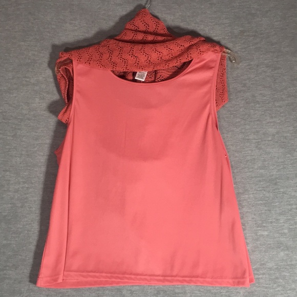 COLDWATER CREEK Crochet Lace Top with Full Tank Top UnderDeep Peach Color - Picture 13 of 16